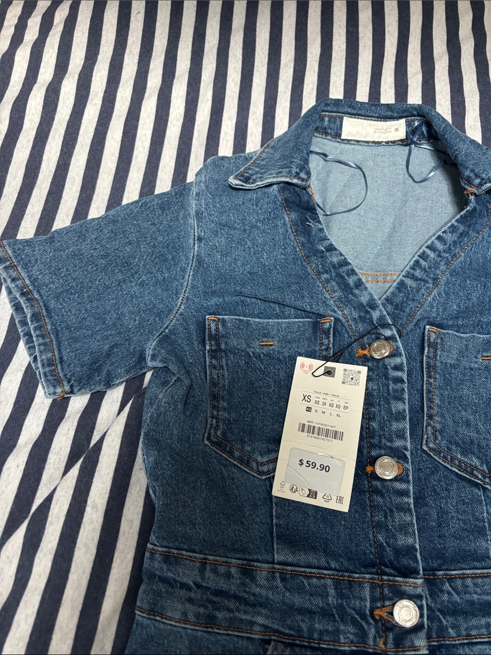 Zara Denim Button-Front Womens Dress XS - Picture 3 of 9
